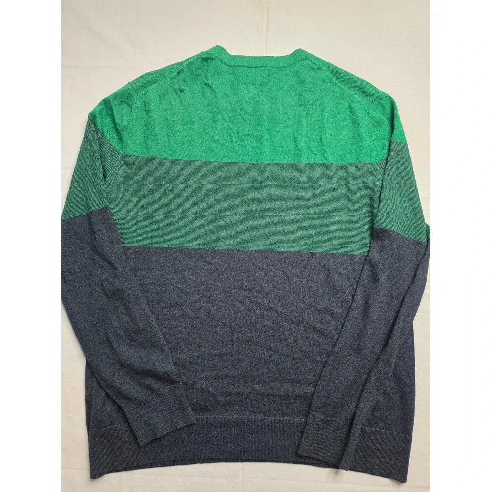 Banana Republic Luxury Blend Sweater Men's Medium Green Black Colorblock Winter